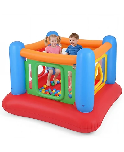 Gymax Inflatable Bounce House for Kids Blow Up Jumping w/Transparent Side Walls