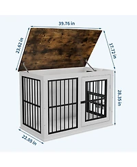 homfan Heavy Duty Wooden Dog Crate, 39.7" Kennel, Liftable Top, Decorative Cage House, End Table and Tv Stand for Large, Medium.