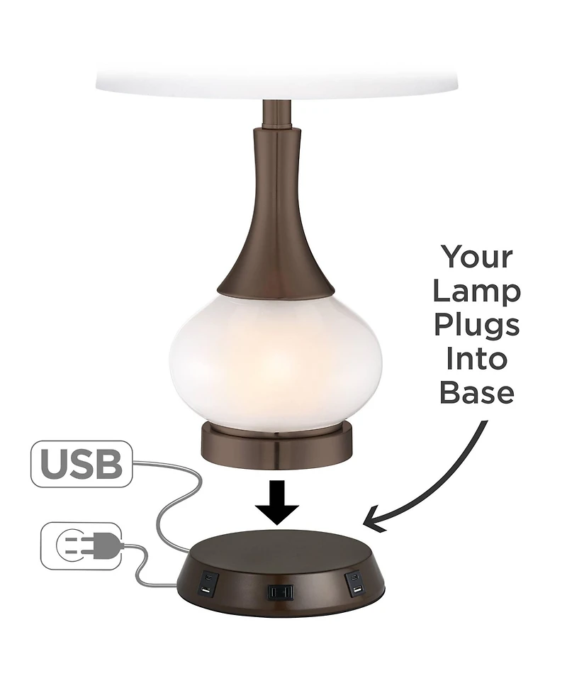360 Lighting Accent Table Lamp with Usb and Ac Power Outlet Workstation Charging Base High Warm Bronze Drum Shade Living Room Desk