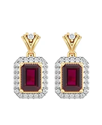 Macy's Lab-Grown Ruby (2-1/2 ct. t.w.) & Lab-Grown White Sapphire (1/2 ct. t.w.) Earrings in 14k Yellow Gold-Plated Sterling Silver