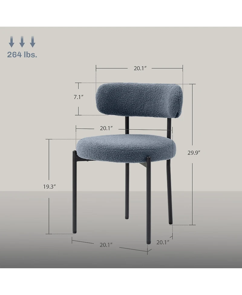 Homcom Boucle Dining Chairs with Curved Backrest, Kitchen Chairs