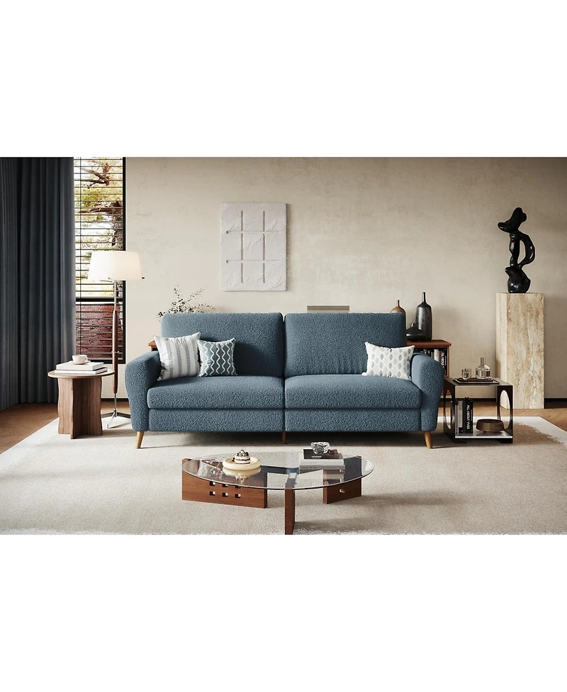 gaomon 84" boucle sofa couch for living room, 3 seater with deep seats, wide armrests, wood legs, modern loveseat for small spaces and office