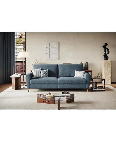 gaomon 84" boucle sofa couch for living room, 3 seater with deep seats, wide armrests, wood legs, modern loveseat for small spaces and office