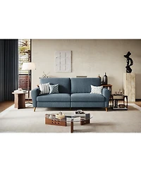 gaomon 84" boucle sofa couch for living room, 3 seater with deep seats, wide armrests, wood legs, modern loveseat for small spaces and office
