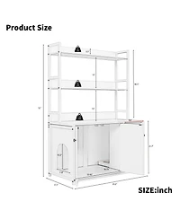 homfan 52" Cat Litter Box Enclosure with Storage Shelves and Double Doors, Modern Wooden Cabinet, Scratch Pad.