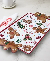 Tinsel And Frost Melamine Gingerbread Tray, Set of 2