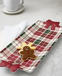 Tinsel And Frost Melamine Tartan Plaid Bow Tray, Set of 2
