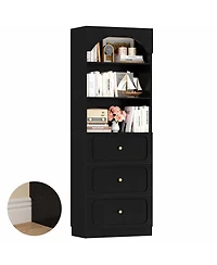 Aheaplus 2Piece Wooden Pantry Storage Cabinets with 3-Tier Open Shelves