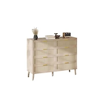gaomon 8 Drawer Rattan Dresser with 5 Legs, Farmhouse Wood Chest for Bedroom