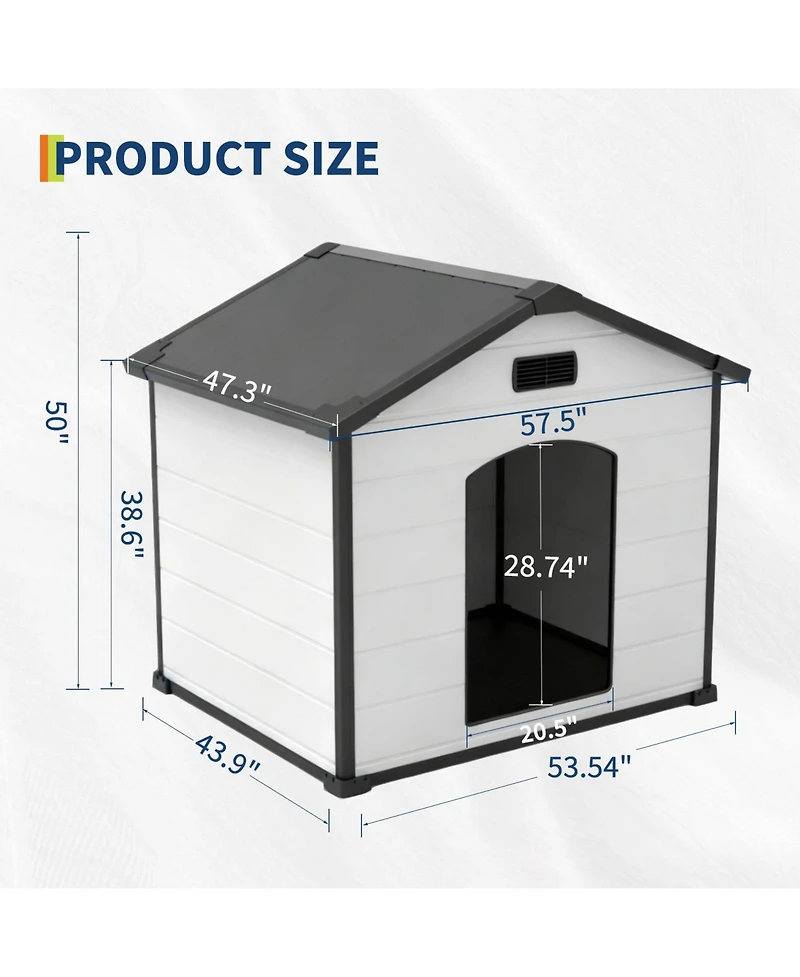 gaomon Heavy Duty Waterproof Dog House for Indoor Outdoor, Raised Floor, Shelter, Hidden Vents, Easy Assembly