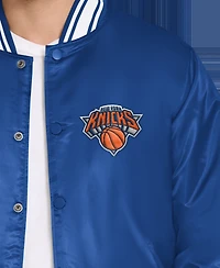 Starter Men's Blue New York Knicks Final Buzzer Satin Varsity Full-Snap Jacket