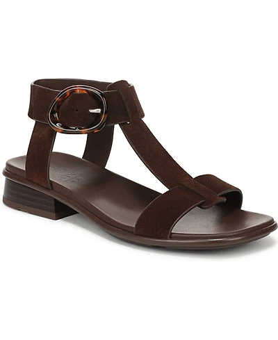 Naturalizer Women's Brandy T-Strap Stacked Low Block Heel Sandals
