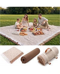 Aofar Outdoor Picnic Blanket Waterproof Woven Boho Mat Beach Towel Yoga Park Garden Festival Ground Cover 80"x80