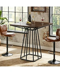 Tribesigns Industrial Square Bar Height Pub Table, Rustic Wood Top Bistro Dining Table with Metal Frame