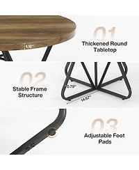Tribesigns Round Dining Table: 31.5" for 2-4. Farmhouse kitchen table with metal base for dining room, living room, small spaces. Easy assembly.