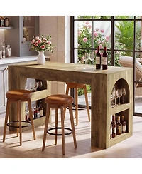 Tribesigns 63" Bar Table, Counter Height Table with Storage, Long High Top Counter Table for Kitchen, Dining Room, Home Bar