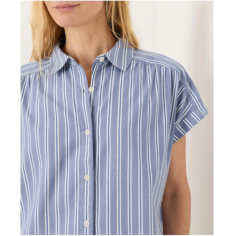 Pact Women's Organic Cotton All Day Poplin Shirred Shirt