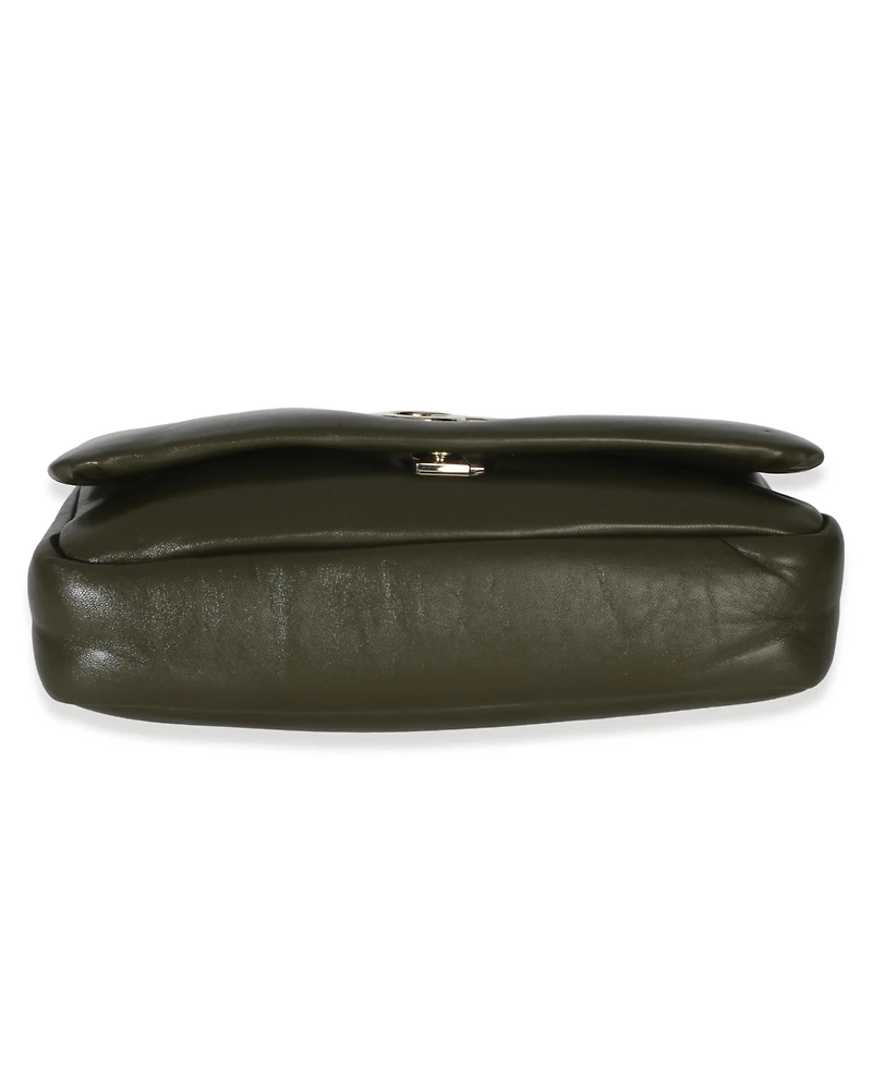 Pre-Owned Gucci Green Lambskin Gg Milano Small Top Handle Shoulder Bag