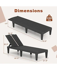 Sugift Set of 2 Pp Chaise Lounge Chairs with 4-Position Backrest and Carry Handle