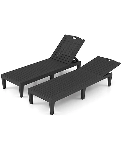 Sugift Set of 2 Pp Chaise Lounge Chairs with 4-Position Backrest and Carry Handle