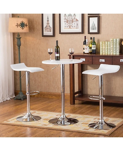 Flynama Adjustable Height Bar Table Set with 2 Swivel Stools, Gas-Lift Modern Home Bar Set