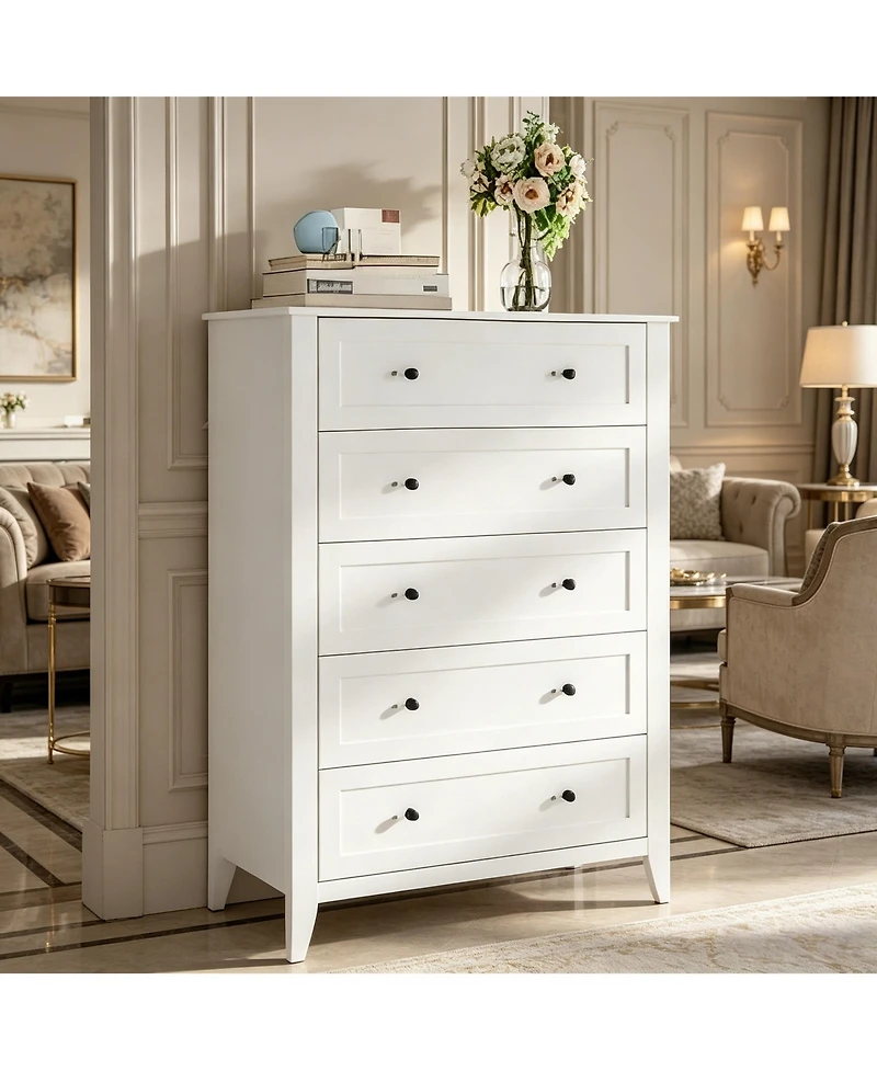 homfan 6-Drawer Modern Dresser, Anti-tip Stable Mdf Storage Chest for Bedroom Living Room Home Organization