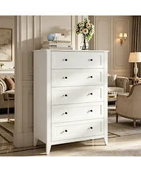 homfan 6-Drawer Modern Dresser, Anti-tip Stable Mdf Storage Chest for Bedroom Living Room Home Organization