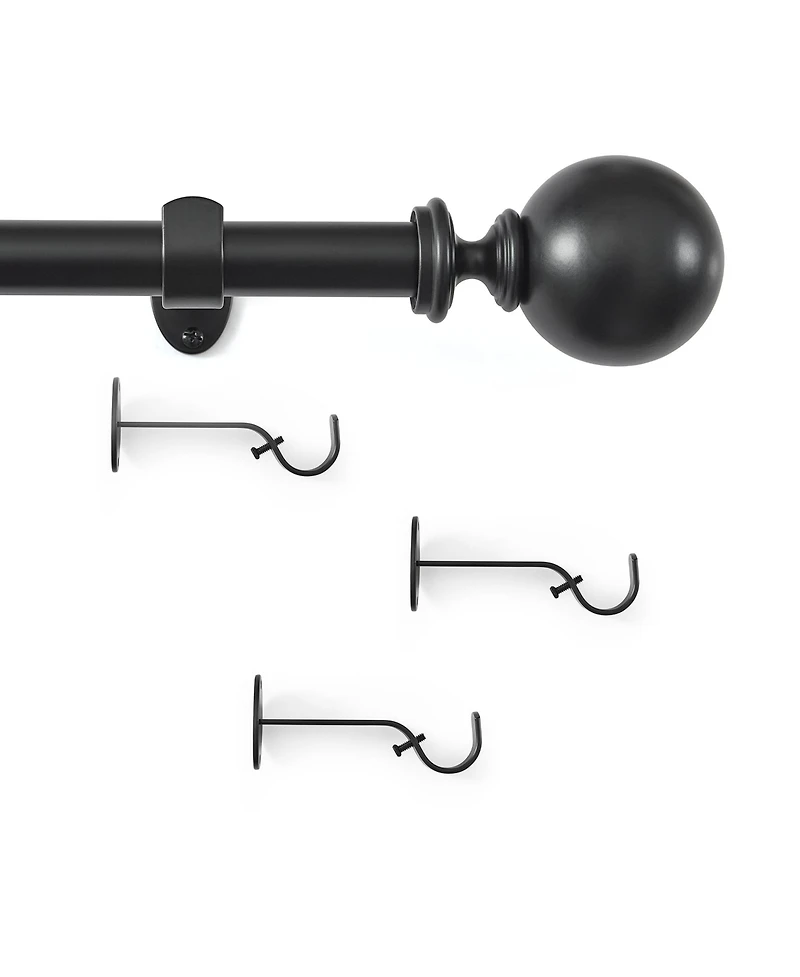 Threadmade Home Cordelia 1-Inch Adjustable Decorative Single Curtain Rod with Globe Ball Finials