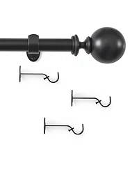 Threadmade Home Cordelia 1-Inch Adjustable Decorative Single Curtain Rod with Globe Ball Finials