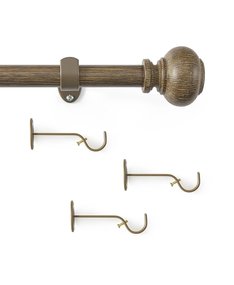 Threadmade Home Rhinebeck 1-Inch Adjustable Decorative Single Curtain Rod with Faux Wood Ball Finials