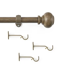 Threadmade Home Rhinebeck 1-Inch Adjustable Decorative Single Curtain Rod with Faux Wood Ball Finials