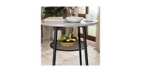 Flynama 3-Piece Round Bar Table Set with 2 Stools, Backrest and Partition, Small 2-Person Dining Set