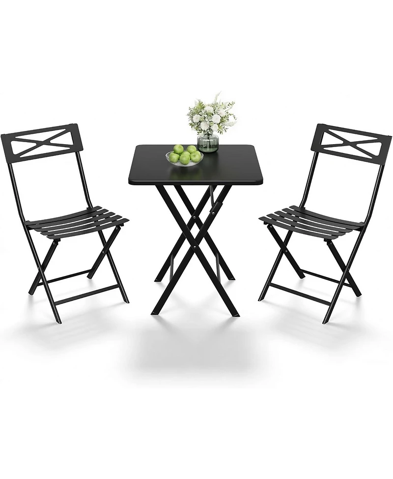 gaomon 3 Piece Patio Bistro Set, Folding Outdoor Furniture with Premium Steel Frame