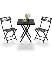 gaomon 3 Piece Patio Bistro Set, Folding Outdoor Furniture with Premium Steel Frame
