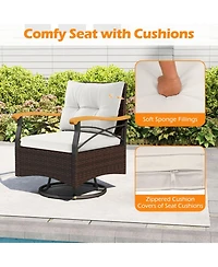 Gouun 3-Piece Outdoor 360-Degree Swivel Chair Set with 2-Tier Glass Side Table