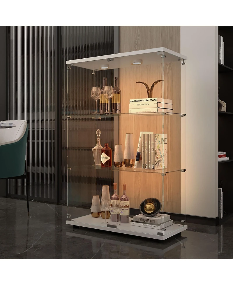 Flynama Tempered Glass Display Cabinet with Led Lighting