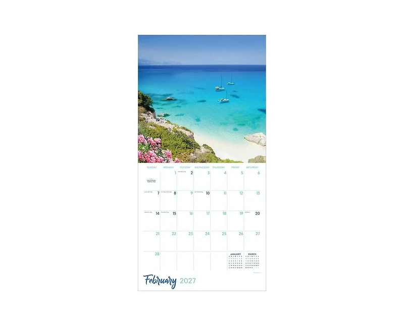 Tf Publishing Paper Goods 2027 Tropical Beaches Wall Calendar