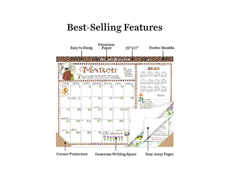 Tf Publishing Paper Goods 2027 Susan Branch Large Desk Pad Monthly Blotter Calendar