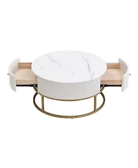 Streamdale Furniture 31.5'' Modern Round Faux Marble Coffee Table with Storage