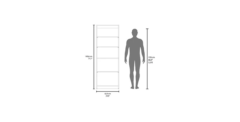 Flynama Bookcase with Open Storage and 2 Doors
