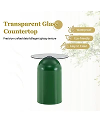 Streamdale Furniture Modern Round Tempered Glass Coffee Table 19.6'' x 15.7'' x 10.6