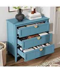 Flynama American Style 3-Drawer Storage Cabinet Anti-Tip Design Non-Slip Foot Pad Household Bedroom Study Wooden Chest Cabinet