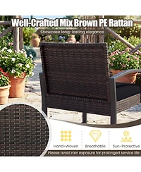 Sugift 5-Piece Patio Conversation Set with 2 Ottomans and Tempered Glass Side Table