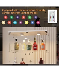 Flynama Tempered Glass Display Cabinet with Remote Control Light and Lockable Casters