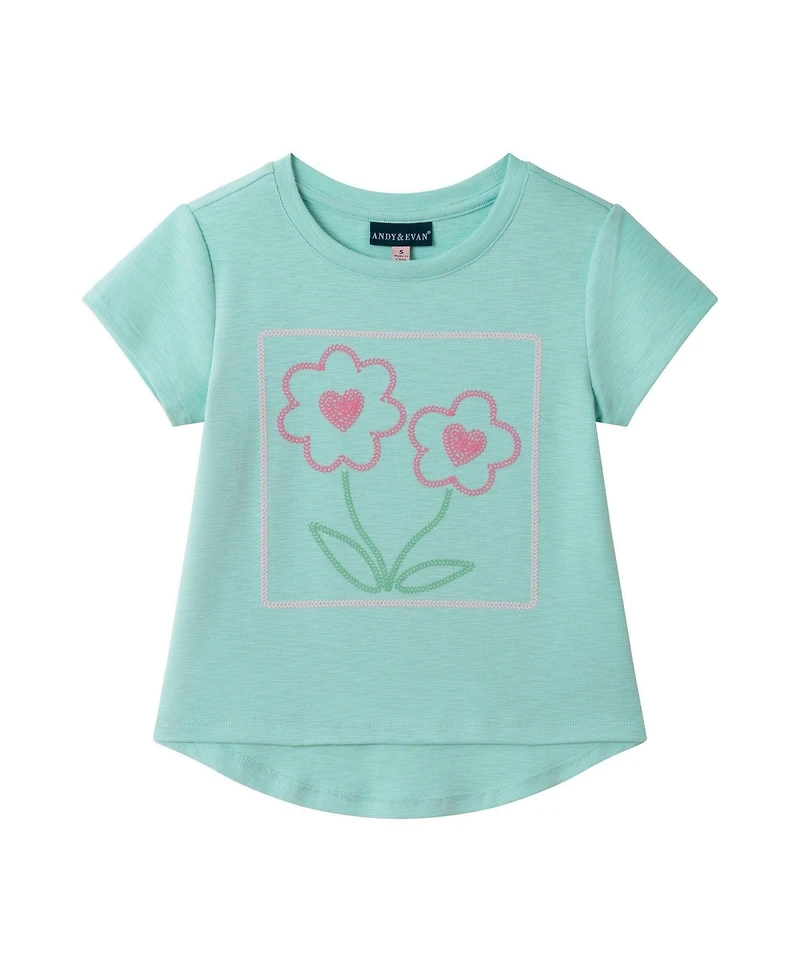 Andy & Evan Toddler Girls 2T- 6X Sparkle Bloom Emroidered Tee