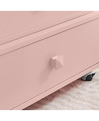 Streamdale Furniture High-Gloss Adjustable Rolling End Table with Charging Station and Storage