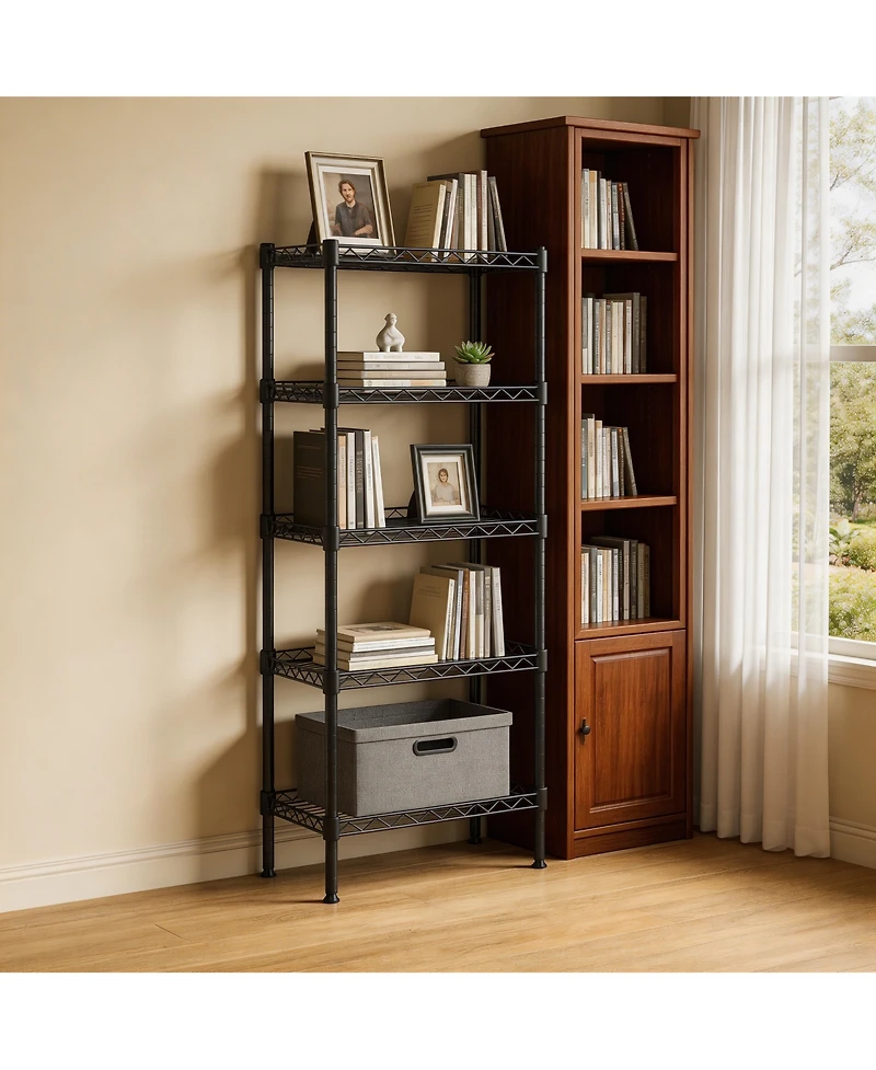 Flynama 5-Tier Adjustable Metal Wire Shelving Unit for Small Spaces