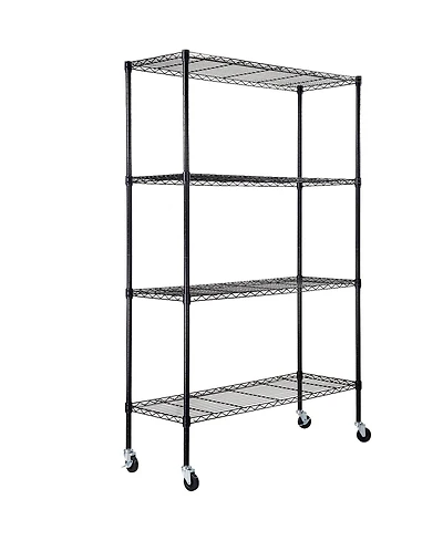 Mecale 4-Tier Storage Shelving Unit with Wheels, Adjustable, 700-Lb Capacity