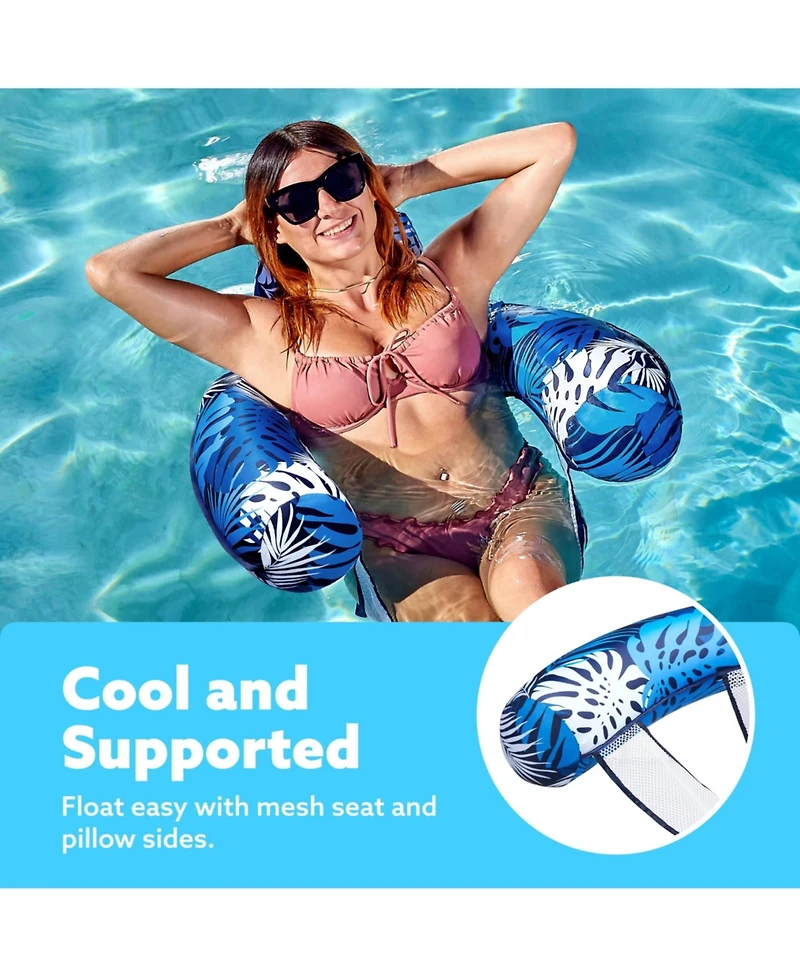 Aofar Inflatable Pool Float Lounge Chair Plant Pattern Water Hammock