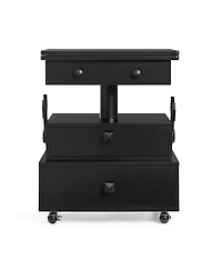 Streamdale Furniture High-Gloss Adjustable Rolling End Table with Charging Station and Storage